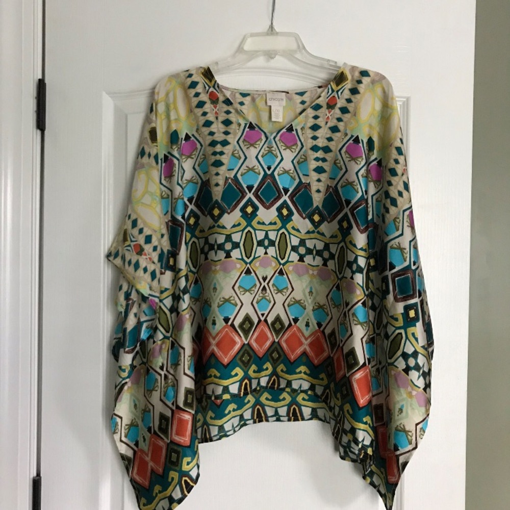 Chico’s silk poncho geometric pattern